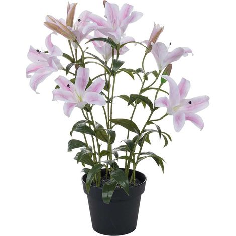 Planta lirio oriental decorativa artificial rosa 40x40x70h cm (1/5)