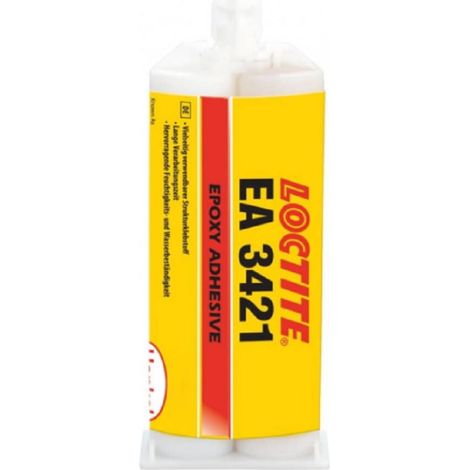 Loctite EA 3421 50 ml, adesivo epossidico bicomponente 1:1, trasparente ambrato, elevata resistenza e resistenza all'umidità, indurimento lento, universale, per metallo, ceramica, legno e materie plas