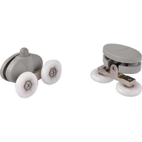 Coppia cuscinetti doppia ruota attacco inferiore in nylon grigio vetro 4-6 mm Ø23 mm