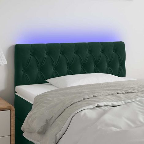 Tête de lit à LED Armoire de tête de lit Vert foncé 100x7x78/88 cm Velours 22905 (1/5)