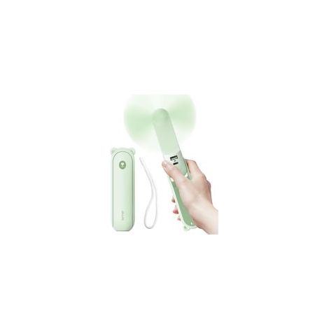 Tragbarer Ventilator mit externem 2000-mAh-Akku, bis zu 46 Stunden Akkulaufzeit, tragbarer Taschenventilator mit Batterien oder faltbarer, USB-betriebener persönlicher Ventilator, Grün (1/5)