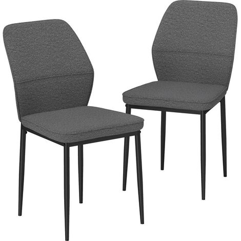 Lot de 2 chaises grises en velours synthétique avec dossier incurvé et acier, 45x57x86 cm, design élégant salle à manger (1/5)