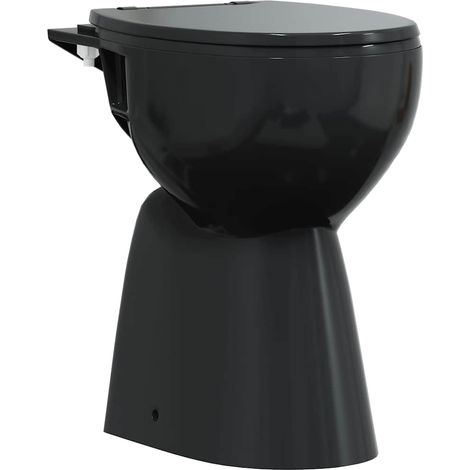 vidaXL WC Senza Brida 7 cm Altezza Extra Chiusura Rallentata Ceramica Nera (1/5)