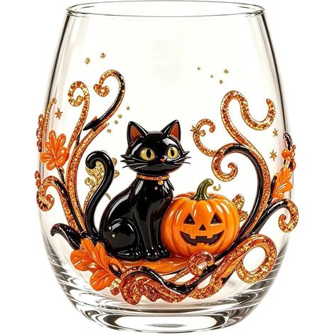 Mundgeblasenes Whiskyglas, Halloween-Design (1/2)