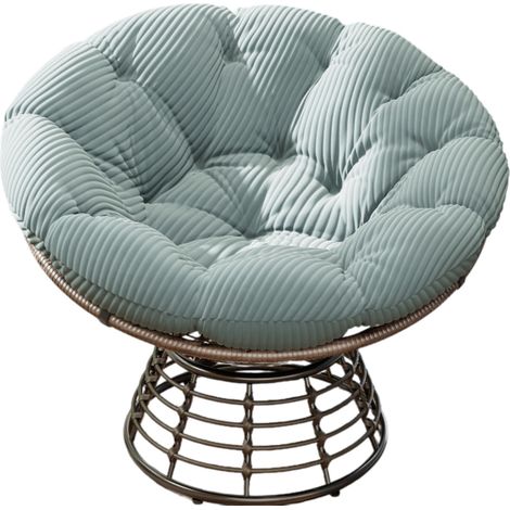Fauteuil Papasan Ergonomique en Rotin PE avec Coussin Épais Vert Clair, Pivotant 360°, pour Intérieur et Extérieur (1/5)