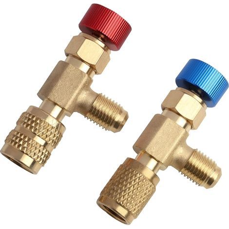 2 pièces Soupape de sécurité de remplissage du froid Raccord rapide, Adaptateur de climatisation pour R410A R22, Construction cuivre, pour la réfrigération et les chargeurs de climatisation (1/5)