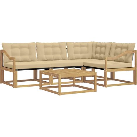 vidaXL Ensemble de canapés d'extérieur 5 pc Blanc et Beige