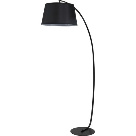 Lampadaire arche en métal avec abat-jour en lin noir 190 cm (1/5)
