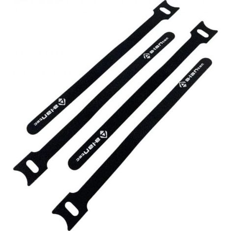 Fascetta stringicavo in velcro con occhiello, lunghezza 200 mm, larghezza 12 mm, nera (confezione da 10)