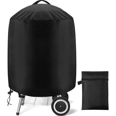 Housse de Barbecue Ronde, Bâche de Protection Résistante de 420D Oxford BBQ à Gaz, Imperméable, Coupe-Vent, Anti-UV, Résistant à la Déchirure, 71 x 68 cm (1/5)