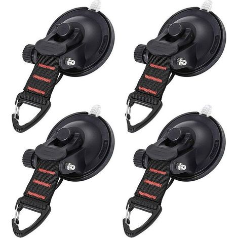 Anchor Suction Cups - Suction Cup Anchor Hook Fixing Multi-Purpose Washable Anchor Suction Cups for Car Side Awning Boat Camping Tarpaulin - Black 4Pcs - (1/5)