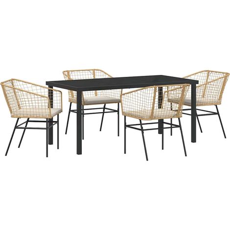 Ensemble de salle à manger pour jardin 5 pcs,Salon de jardin Marron polyrotin CFW72415 (1/5)