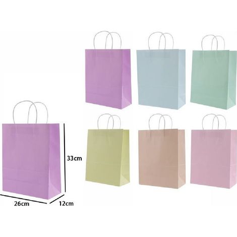 Trade Shop - Set 4 Stück Umschläge Geschenkbeutel Papiertüten 33x26x12 cm Verschiedene Farben 68491 -