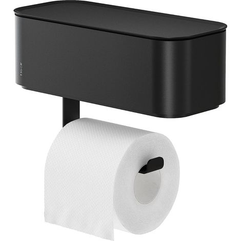 Porte-Papier Toilette avec Boîte de Rangement Noir (1/5)