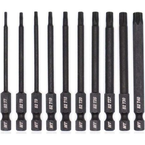 AIMOONSA Jeu d\'embouts Torx pour tournevis, perceuses et cls chocs, rsistant la temprature, traitement thermique avanc, revtement phosphat, 8 cm, 10 pices (1/5)