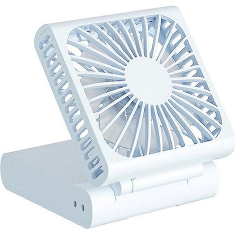 Ventilateur portable à piles, petit ventilateur de bureau, ventilateur personnel rechargeable par USB - Blanc (1/5)