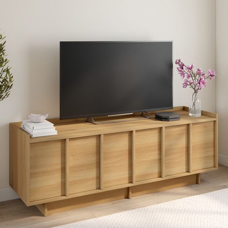 Mueble de TV de 3 puertas ROSIE de 140 cm en diseño minimalista de haya