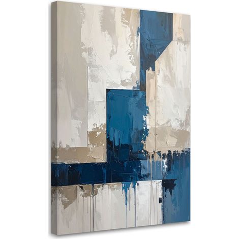 Tableau Moderne, Abstraction beige et bleue,30x45 (1/4)