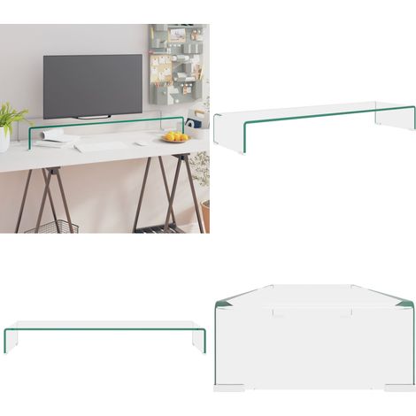 Meuble TV/pour moniteur 100x30x13 cm verre transparent - Support Tv - Meuble Tv - Stand Tv - Écran Plat - Télévision - Home & Living (1/5)