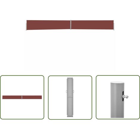 The Living Store Auvent latéral rétractable de patio 140x1200 cm Marron - Parasol - Auvent De Jardin - Écran De Jardin - Protection Solaire - Abri Jardin (1/5)