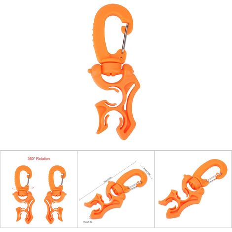 1 Pièce Support de Clip pour Tuyau Basse Pression BCD de Plongée Extérieure avec Boucle à Mousqueton (Orange) (1/5)
