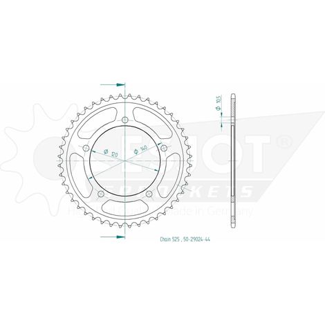 Couronne Acier - 525 - 44 Dents - Made in Germany (1/2)