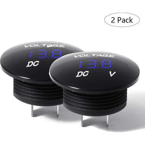 MINKUROW Mini Led Voltímetro Digital Probador De Batería 12 Voltios / 24 Voltios Voltímetro A Prueba De Agua Para Automóvil Motocicleta Barco 2 Piezas Azul (1/5)