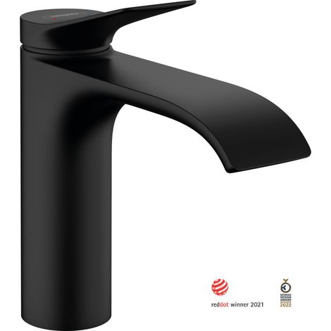 Hansgrohe Vivenis Mitigeur de lavabo 110 sans tirette ni vidage, bec cascade, noir mat (75022670)
