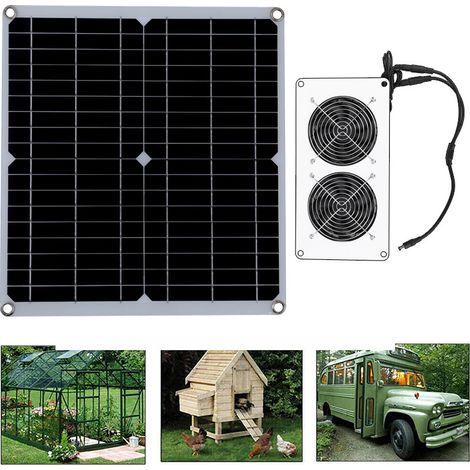 Ventilatore estrattore solare da 30 W e 18 V, pannello solare, ventilatore motorizzato, estrattore d'aria, adatto per cucce per cani e polli, camper, ventilatori per serre.