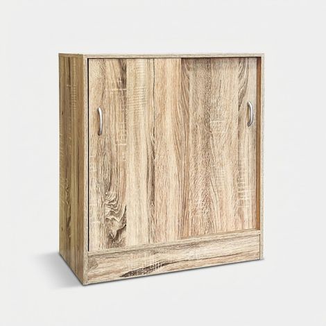 Vielseitiger Schrank aus Spanplatte mit Schiebetüren 60x30x71 Korex - Eiche