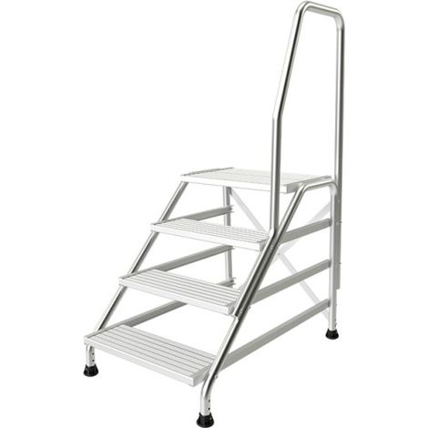 Tubesca - Marchepied en Alu 4 marches Hauteur accès 2,8 m max. + Kit 1 rampe - MODUL