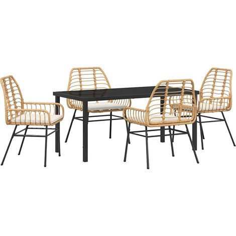 Maison Exclusive - Garten Essgruppe 5 pcs Braun Poly-Rattan (1/5)