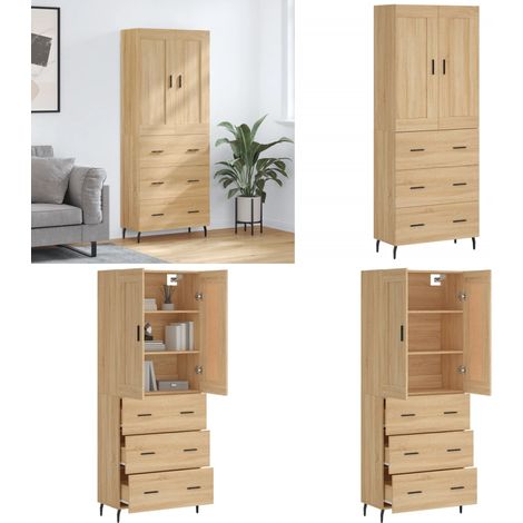 Highboard Sonoma-Eiche 69,5x34x180 cm Holzwerkstoff - Holzwerkstoff Schrank - Stauraum Schrank (1/5)
