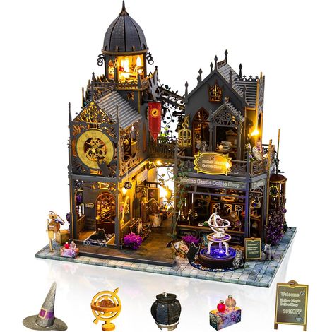 DIY Kit de Maison Miniature pour Adultes, Café Magique Avec Éclairage LED & Mini-Meubles, Kit Créatif Déco Intemporelle, Cadeau Original Pour Noël, Anniversaire & Fête des Mères (1/5)