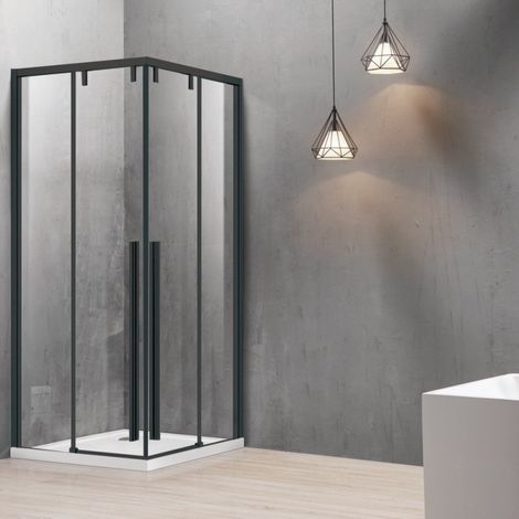 Box doccia 80x90 telaio nero doppio scorrevole vetro 8mm  KSA1000B kamalu