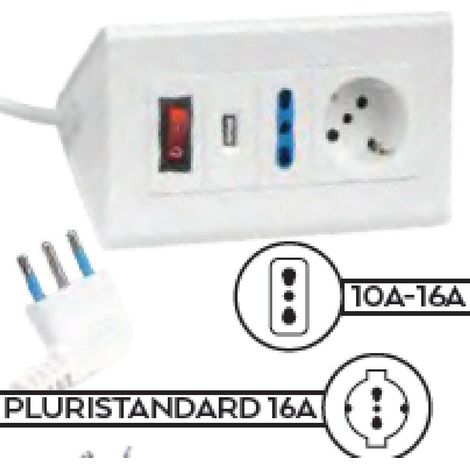 Mcair multipresa da tavolo bianca pr universale &43bip usb 31561