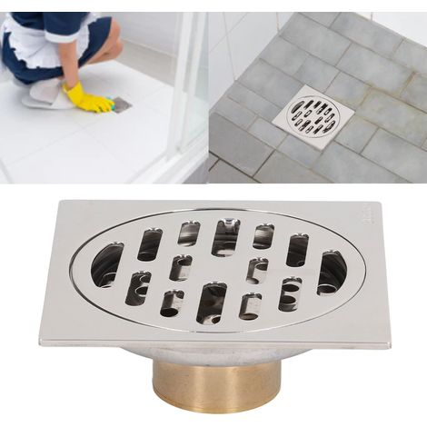 10 cm (4 Zoll) quadratischer Bodenablauf, geruchs- und insektenabweisend, flach, mit reinem Kupferkern, für Badezimmer, Küche, Balkon, beschichtet für flaches Wasser. (1/5)