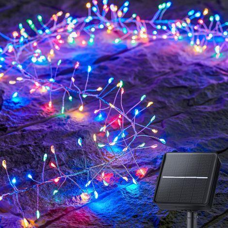 Ghirlanda luminosa solare, luci decorative da esterno a forma di petardi, lunga 6 metri, con 200 LED (colorati). (1/5)