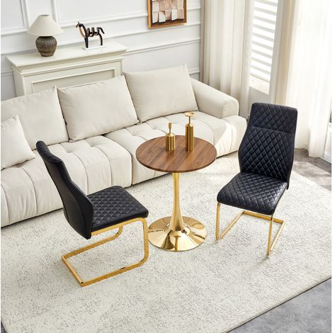 Set tavolo e sedie da pranzo rotondo Ø60 cm, 2 posti, nero e oro DESVIAE (1/5)