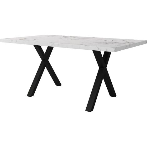 Table à manger, design rectangulaire, style moderne, 1408076cm, Marbre Blanc (1/2)