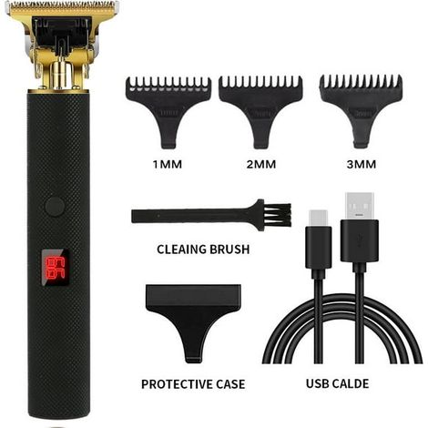 Coupe-cheveux sans fil tondeuse à barbe électrique T-lame zéro écart kit coiffure homme 26 lame rasoir précision (1/5)
