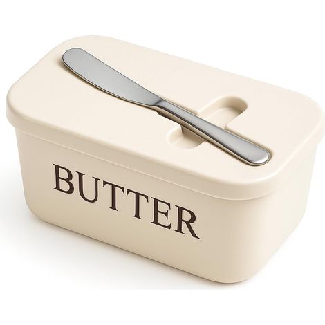 Beurrier avec Couteau à Beurre Offert Boite à Beurre pour le Frigo avec Couvercle Grand Beurrier Hermétique pour Beurre 250gr 500gr Porte Beurre Incassable pour Réfrigérateur (1/5)