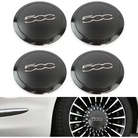 Satz mit 4 Chrom-Radkappen für Fiat 500, 500e, 500c und 500l. Kompatibel mit den Teilenummern 68078419ac und 68078421ac. Hitzebeständige Radkappen. (1/5)