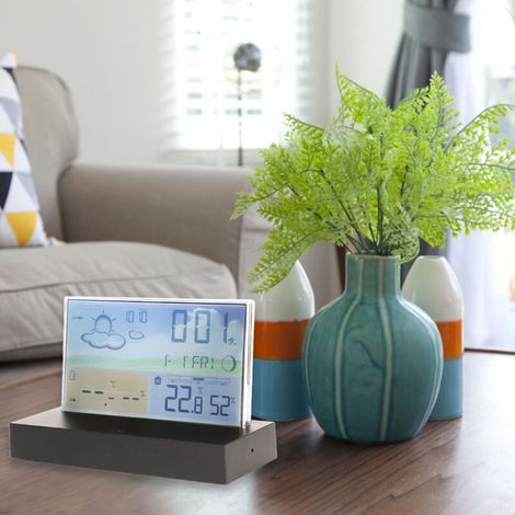 Multifunktionale, transparente ABS-Wetteruhr mit Farbdisplay und Wettervorhersage für den Innen- und Außenbereich