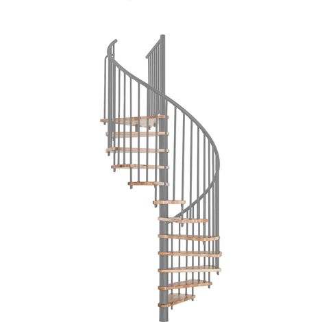 Minka Spindeltreppe Spiral Smart 38 - 305,5cm Geschosshöhe Buche Grau 160cm Durchmesser
