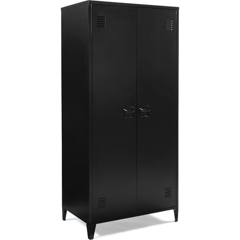 Armoire vestiaire penderie 2 portes ESTEL en métal noir