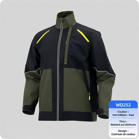 Veste de travail homme anti-déchirure vert armée mi-saison taille 3XL vert 3xl réf 3497 60 × 41 × 46 cm 800 g – Livraison gratuite