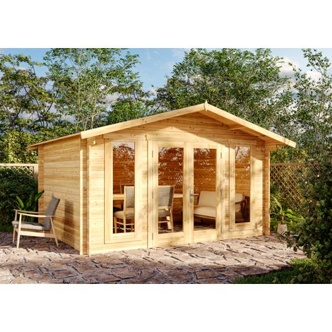 Abri de jardin Alpholz Mirko Moderne A Pinie Imprégné, 28 mm Épaisseur paroi 420 x 350 cm (1/5)