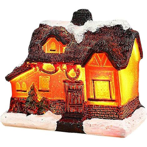 C One SizeChristmas Decorations Resin Crafts Luminous Christmas House Decoration Small House Micro Christmas Decoration Gifts Clearance (1/2)