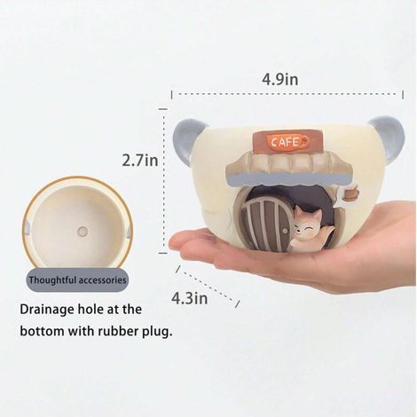 pair Pot de fleurs pour plantes succulentes, pot de 4 pouces, pot de fleurs, pot de plantes d'intérieur avec drainage, pot de plantes d'intérieur (renard, 1 paquet)